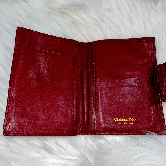 CHRISTIAN DIOR VINTAGE RED LEATHER WALLET - Picture 4 of 9